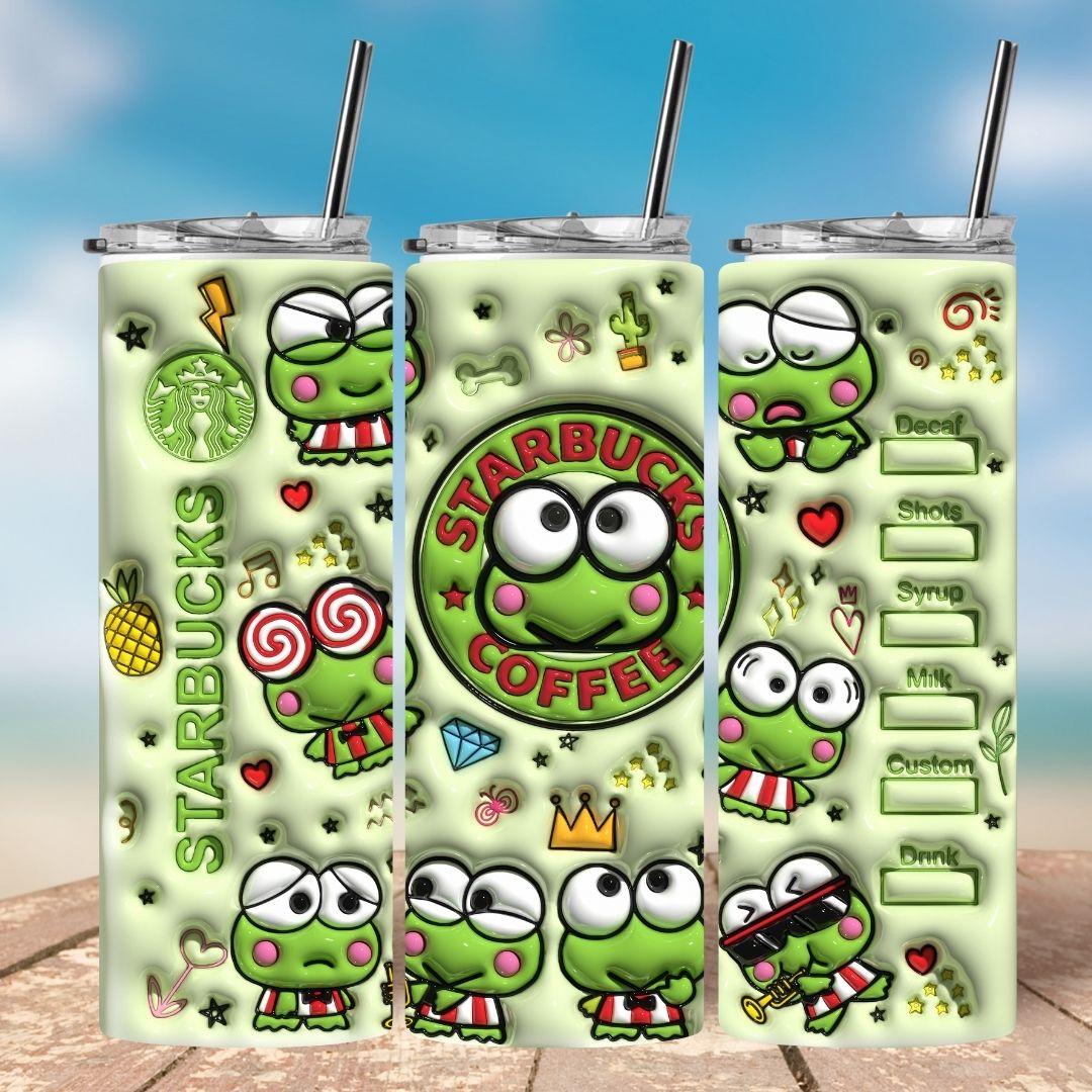 Keroppi Starbucks Tumbler - 20 Oz Stainless Steel, Cute Frog Design