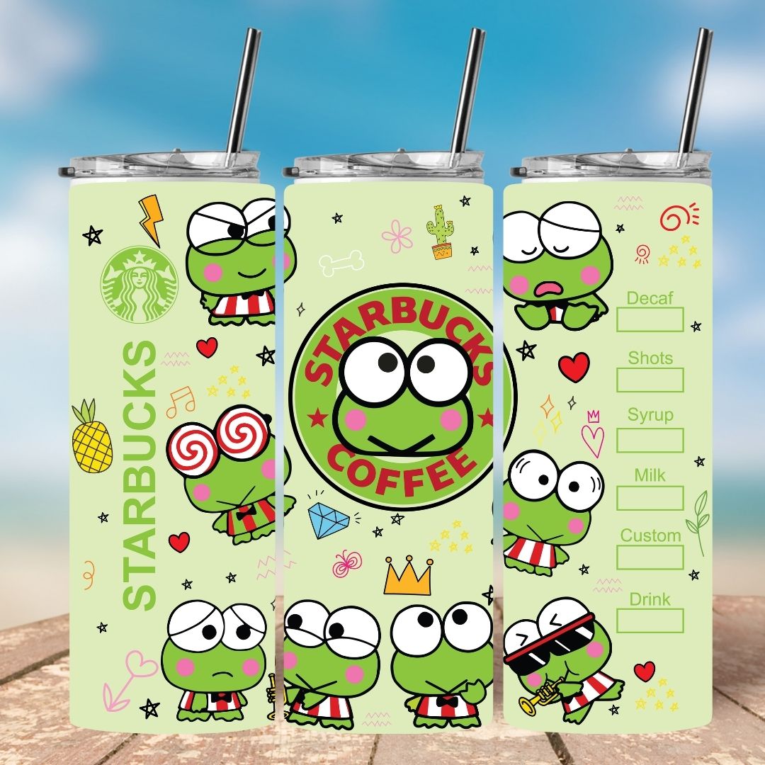 Keroppi Starbucks Tumbler - 20 Oz Stainless Steel, Cute Frog Design