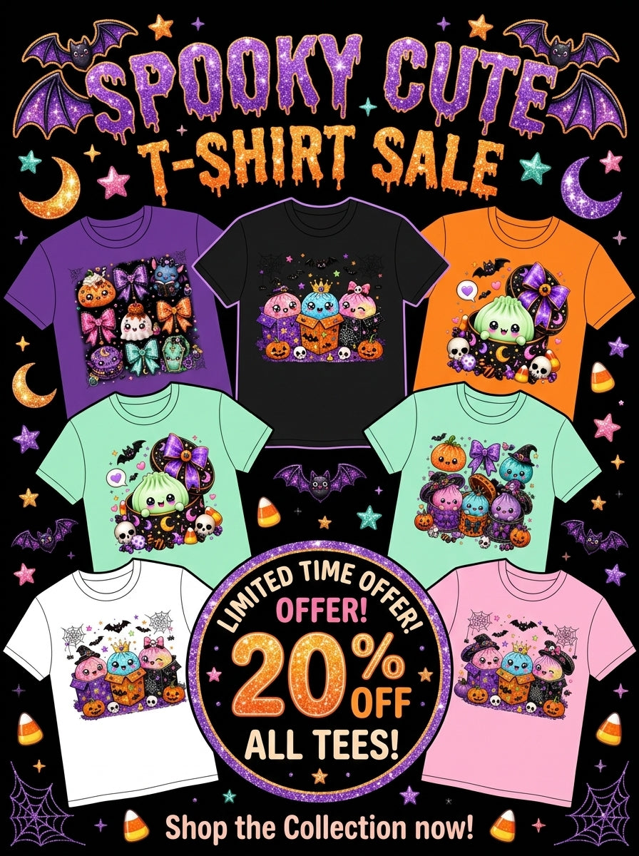 Kids Halloween T-Shirts| Cute Dumpling Designs| Spooky Season T-Shirt| Colorful Halloween Graphic Tee